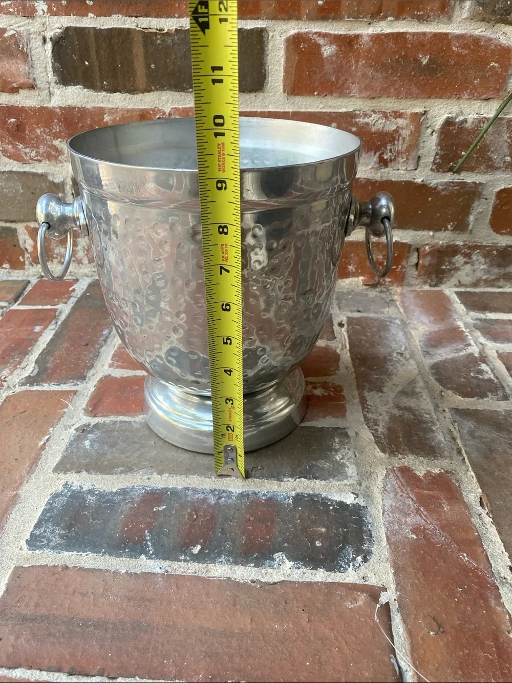 Hammered Metal Wine Cooler Ice Bucket in Silver